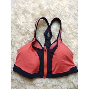 ODLO Pink and Blue Front Zipper Sports Bra Size Large